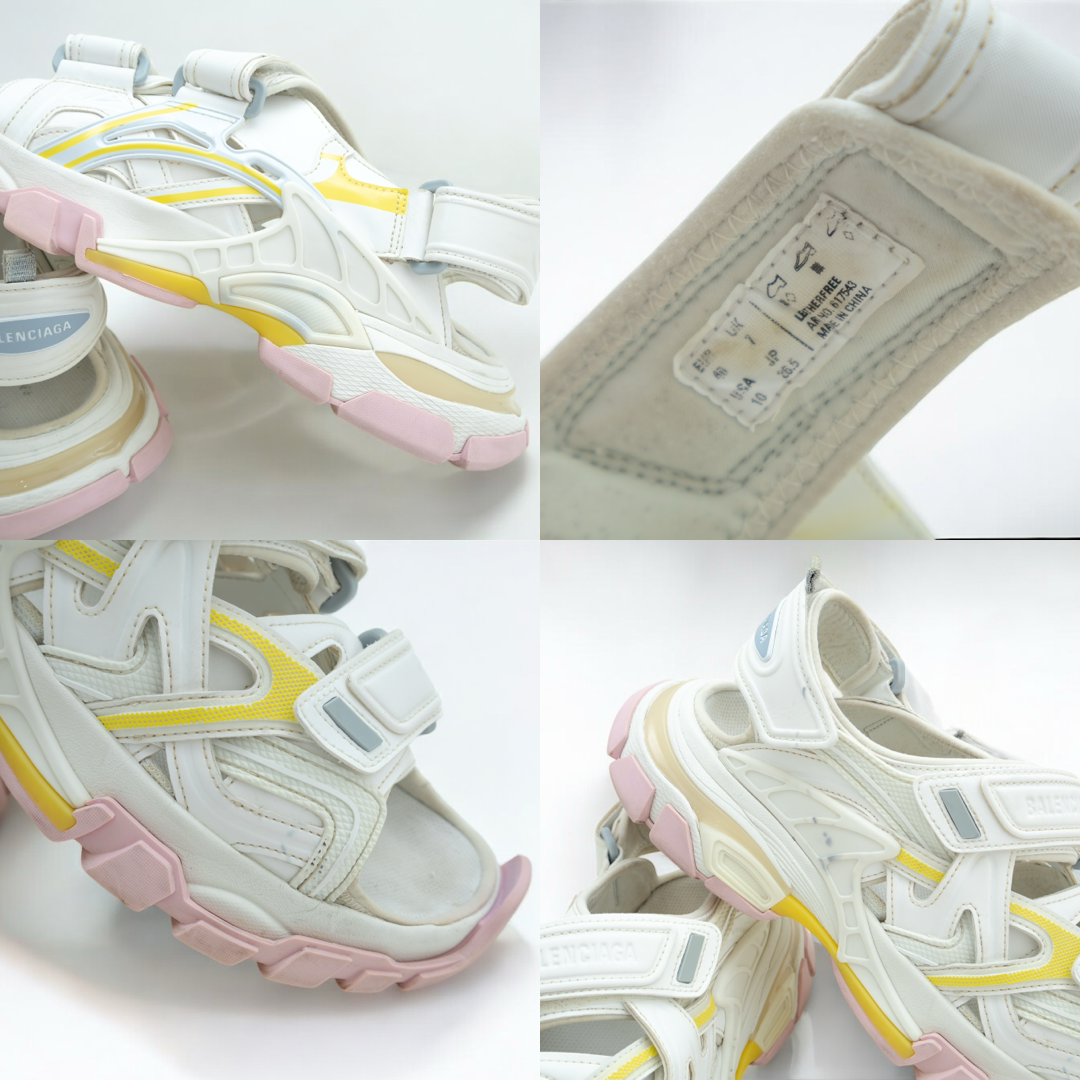 Balenciaga White & Pink Track Sport Sandals US 10/ EU 40