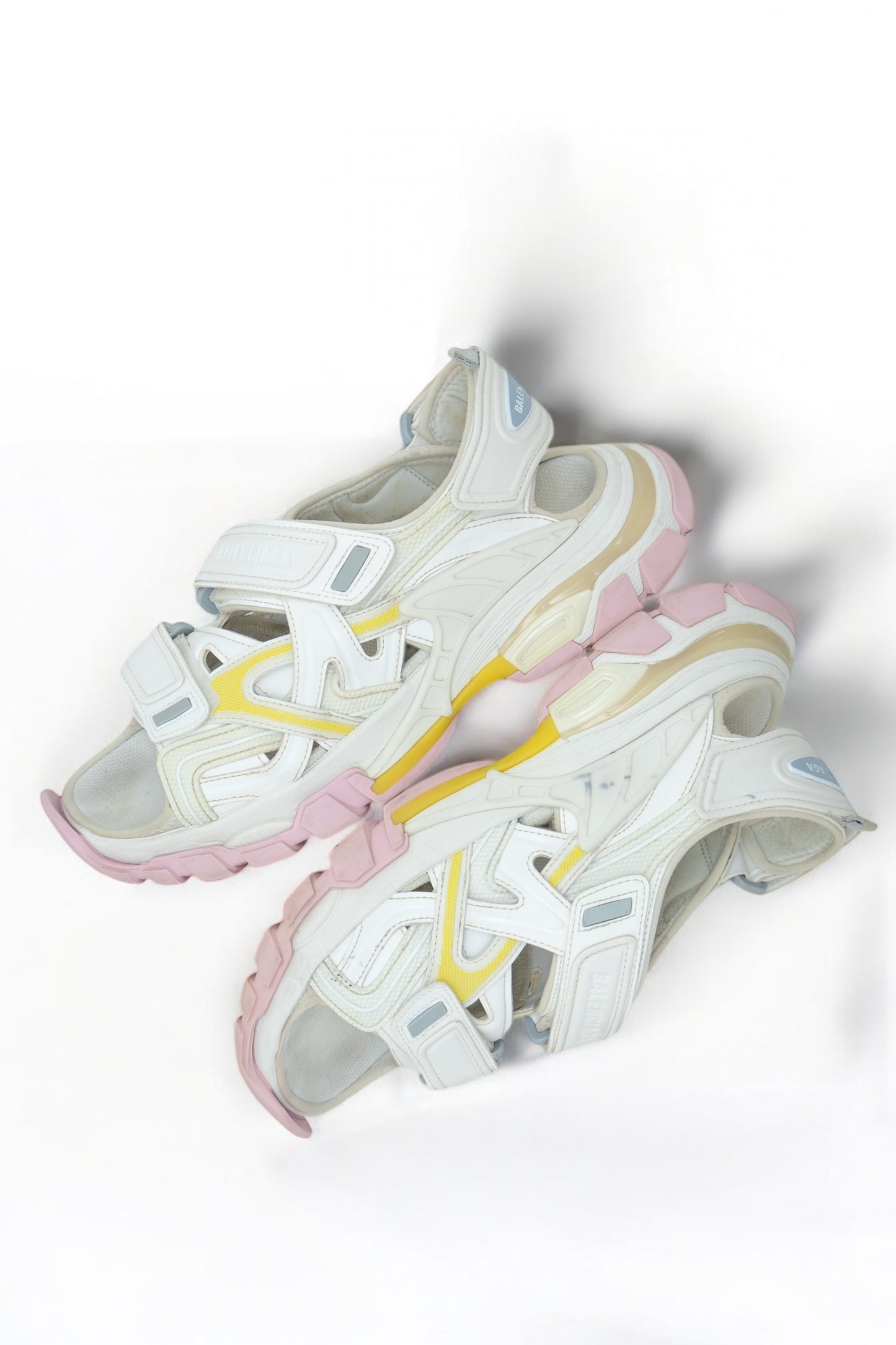 Balenciaga White & Pink Track Sport Sandals US 10/ EU 40