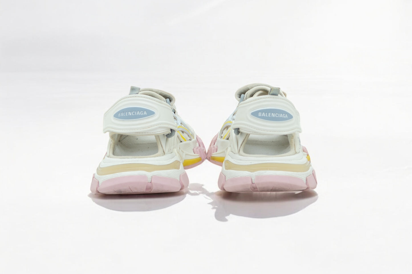 Balenciaga White & Pink Track Sport Sandals US 10/ EU 40